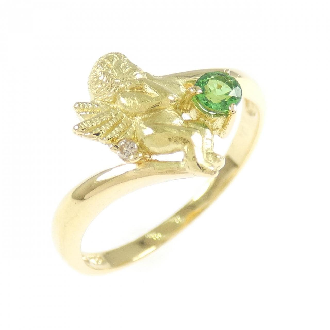 K18YG エンジェル グリーンガーネット リング