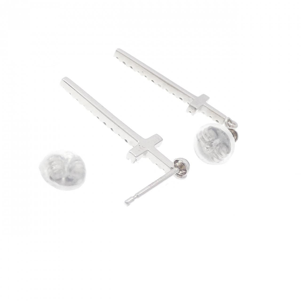 K18WG クロス ダイヤモンド ピアス 0.24CT