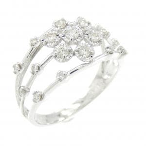 K18WG フラワー ダイヤモンド リング 0.25CT