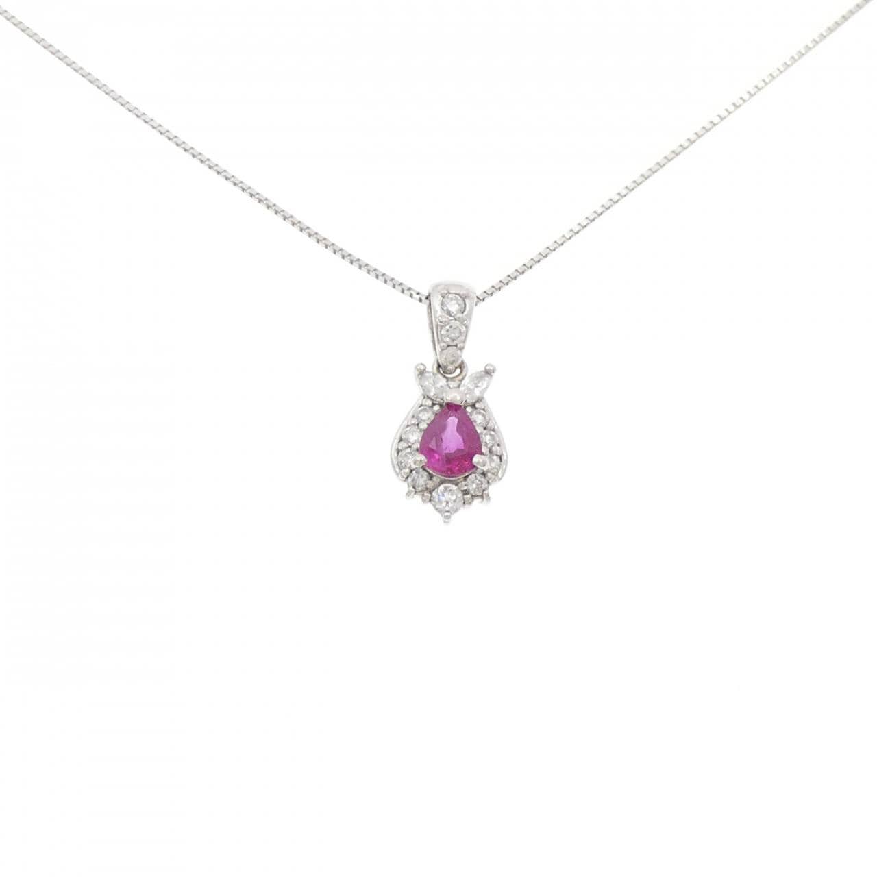 PT900/PT850 ルビー ネックレス 0.58CT