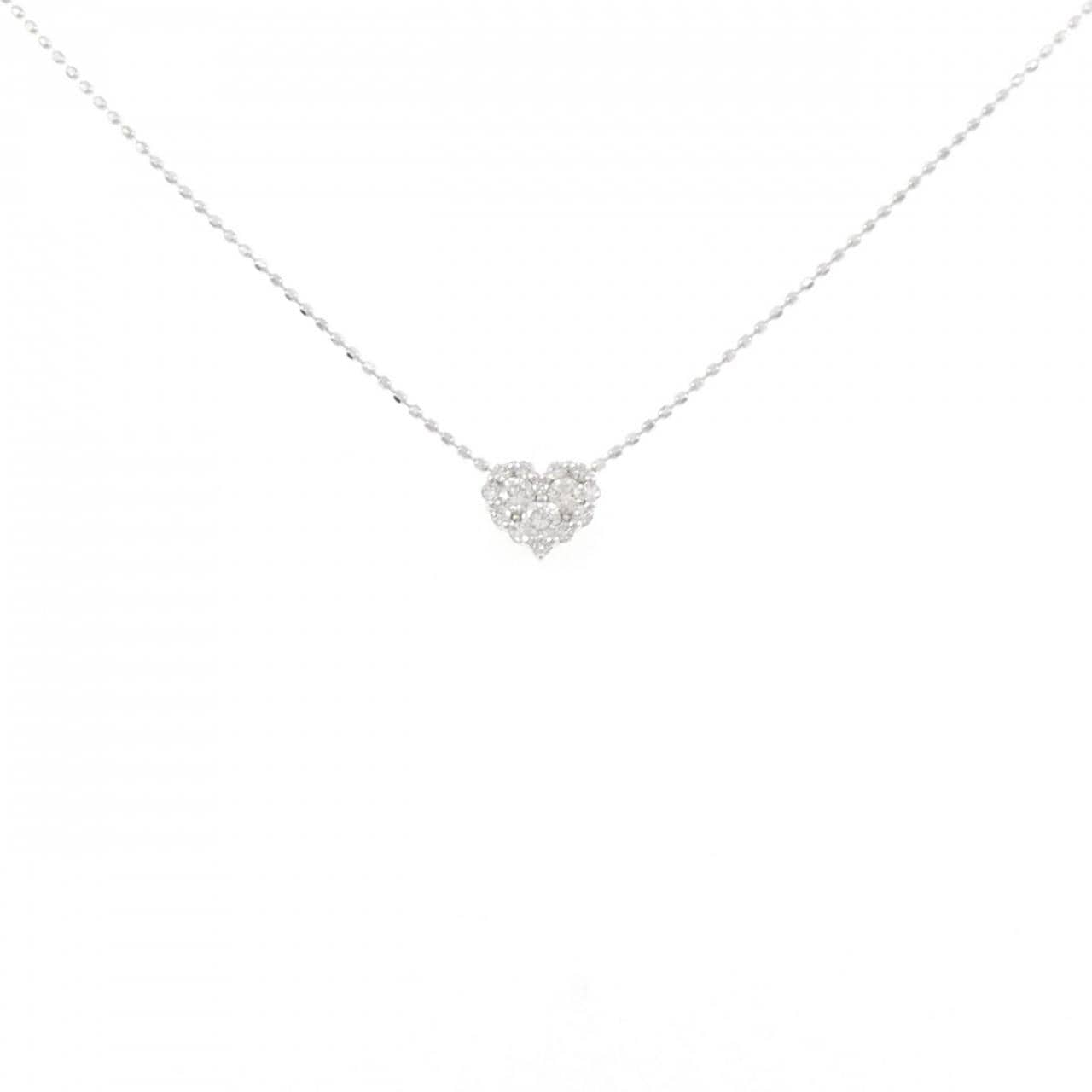 K18WG ハート ダイヤモンド ネックレス 0.20CT