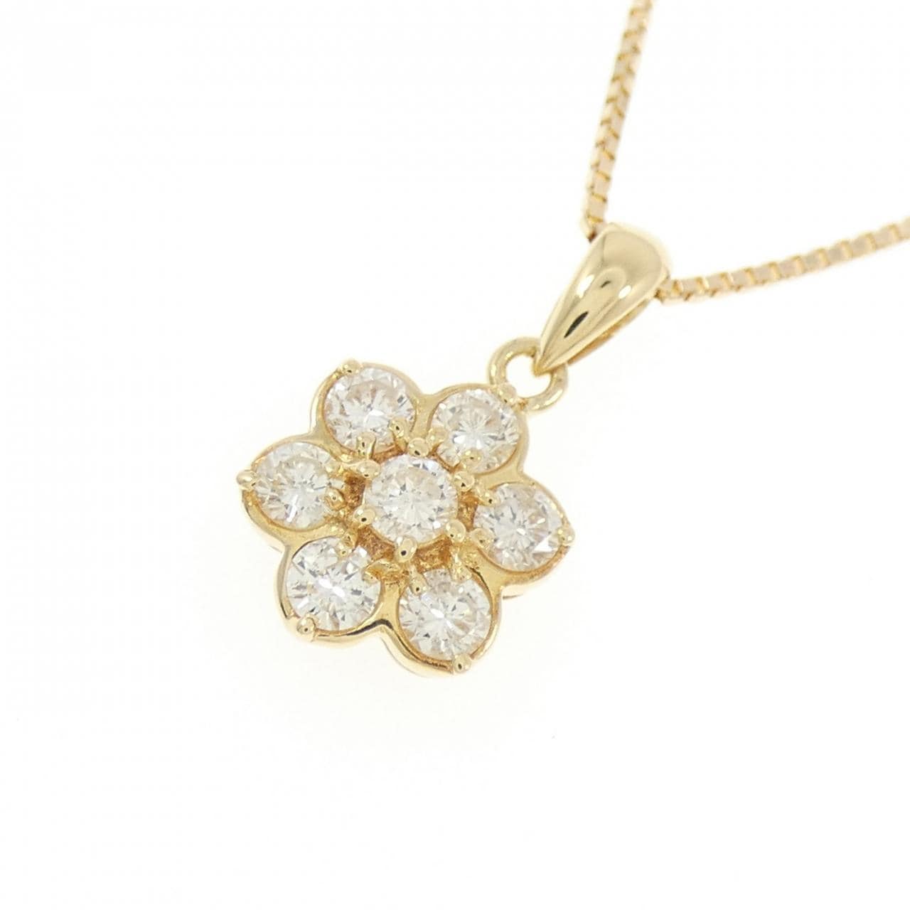 K18YG フラワー ダイヤモンド ネックレス 0.50CT