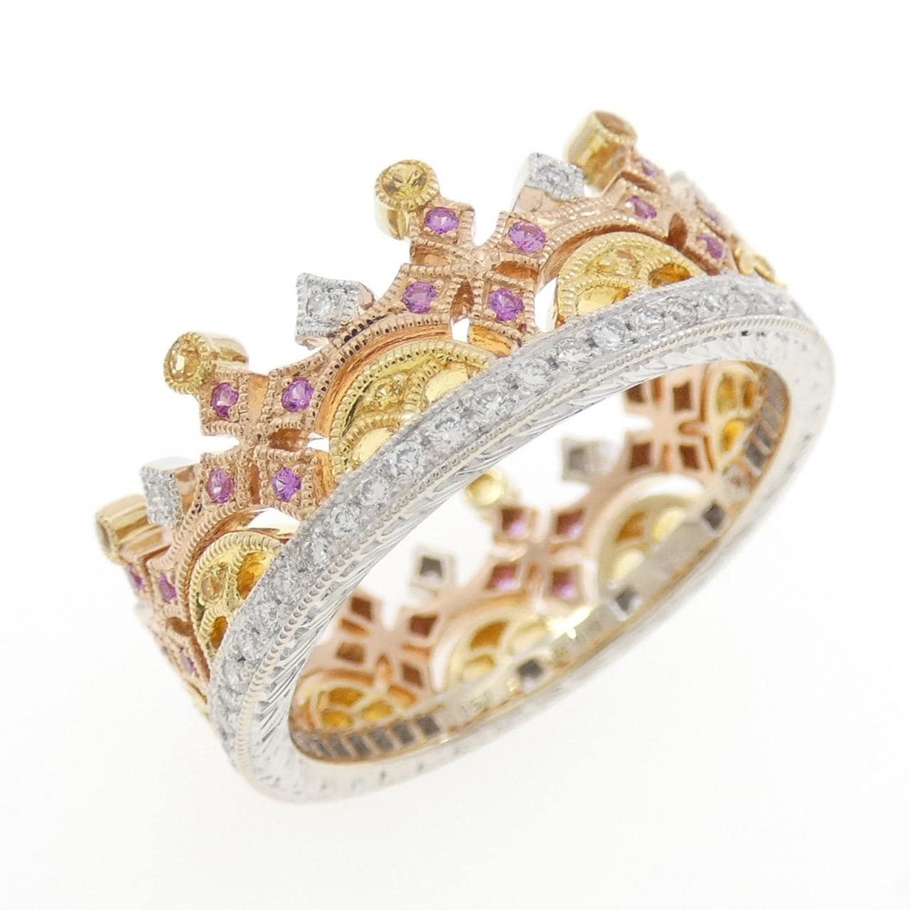 750スリーカラー サファイヤ リング 0.30CT