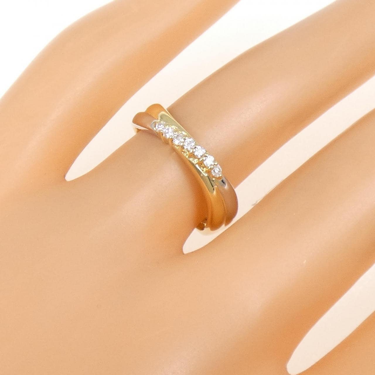 K18YG/PT900 ダイヤモンド リング 0.10CT