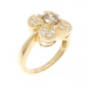 K18YG フラワー ダイヤモンド リング 0.422CT