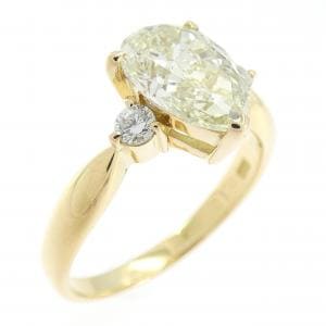 K18YG ダイヤモンド リング 1.519CT VLY SI1 ペアシェイプ