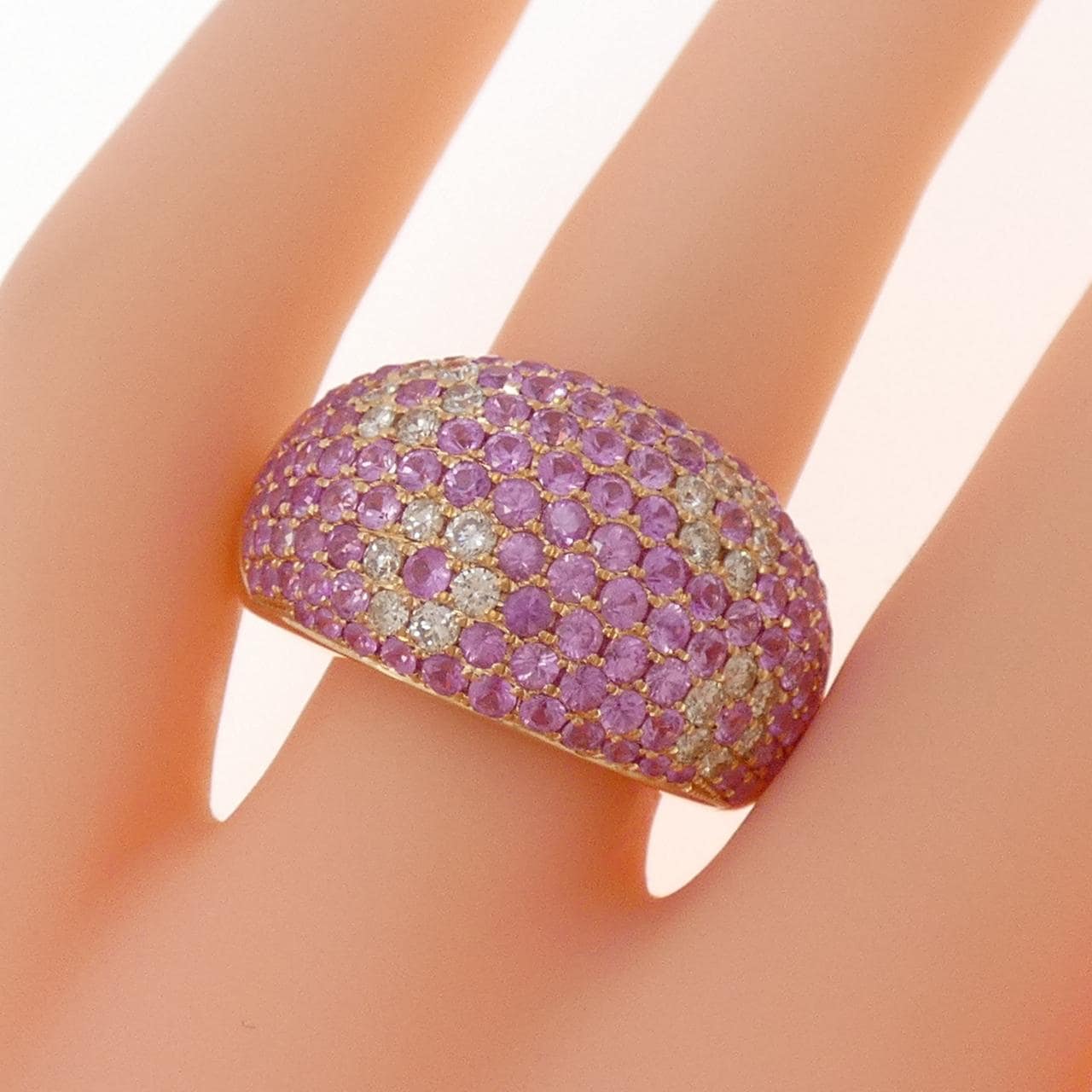 K18PG フラワー サファイヤ リング 2.65CT