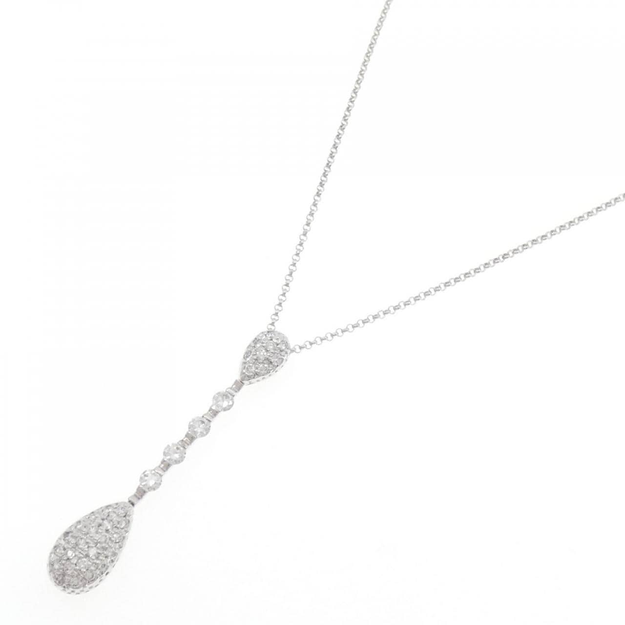 K18WG パヴェ ダイヤモンド ネックレス 1.00CT