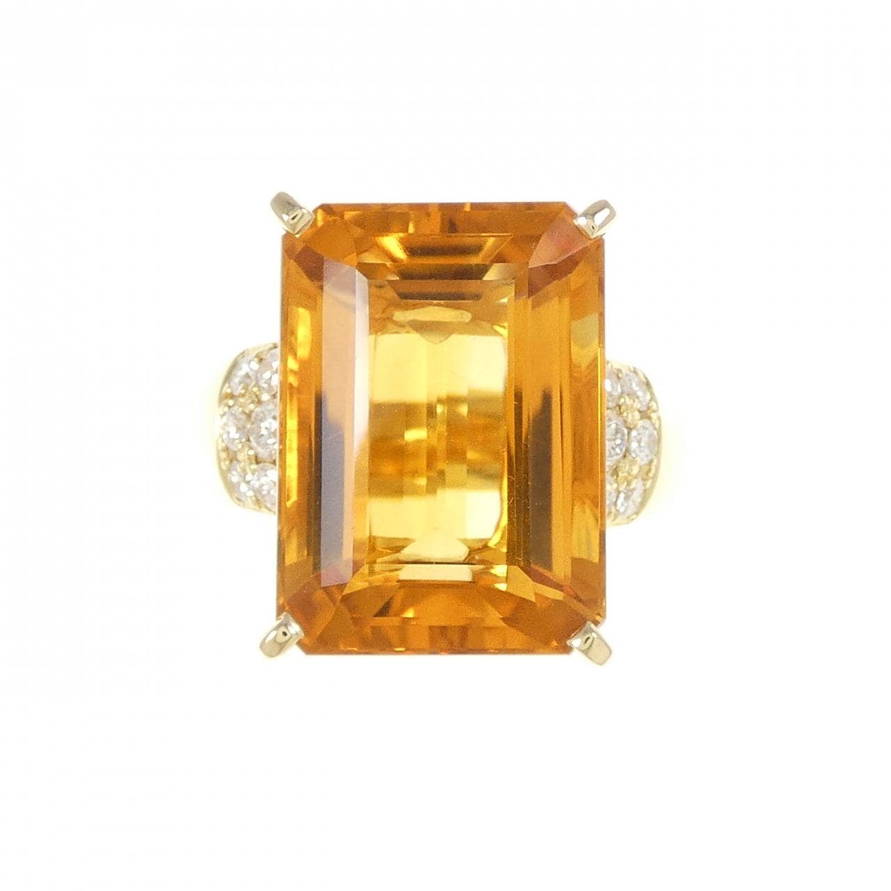 K18YG シトリン リング 13.50CT