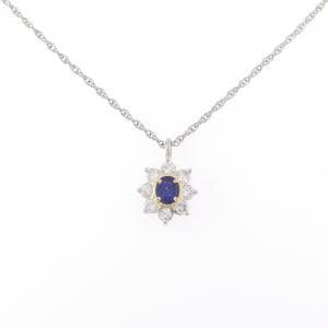 PT900/K18YG/PT850 サファイヤ ネックレス 0.64CT