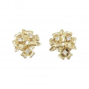 K18YG フラワー ダイヤモンド ピアス 0.08CT