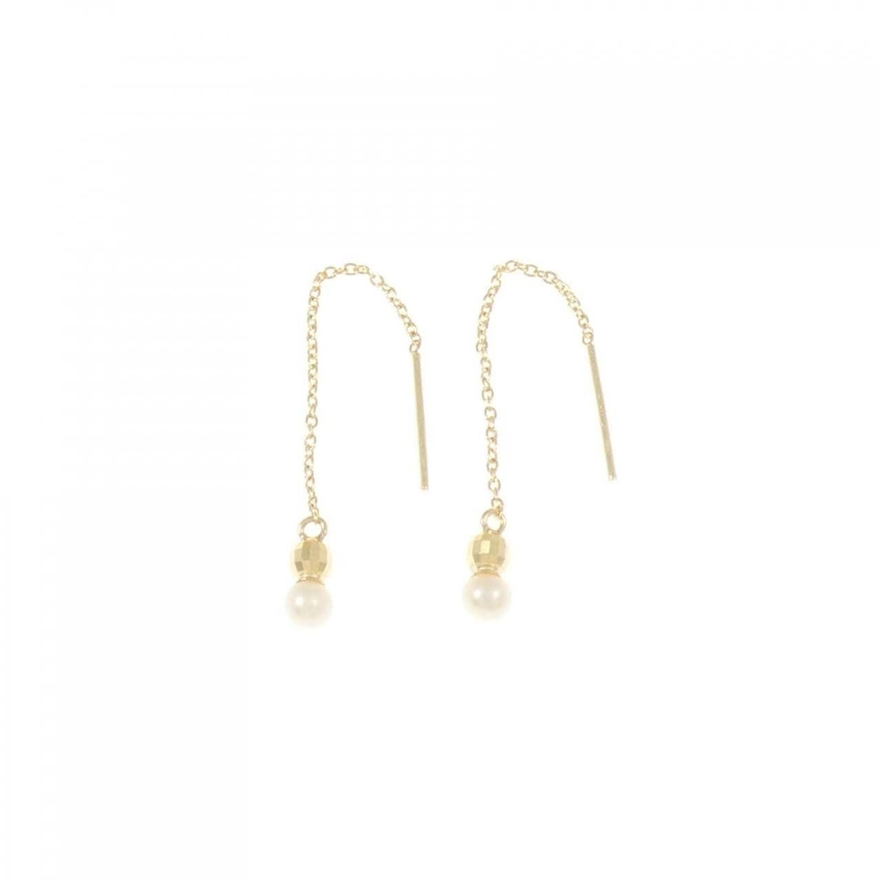 K18YG freshwater pearl earrings 3.1mm