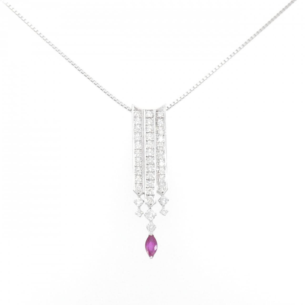 K18WG ルビー ネックレス 0.45CT
