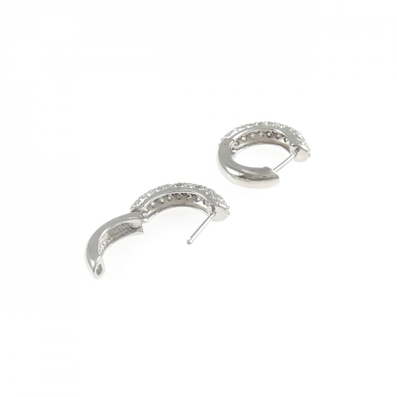K18WG パヴェ ダイヤモンド フープ ピアス 0.70CT