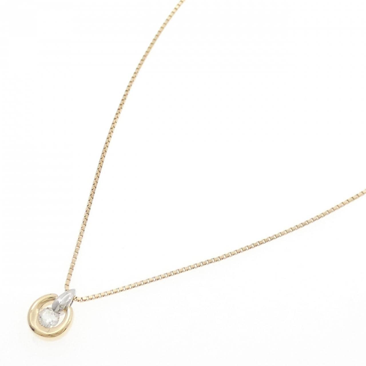 K18YG/PT900 ダイヤモンド ネックレス 0.22CT