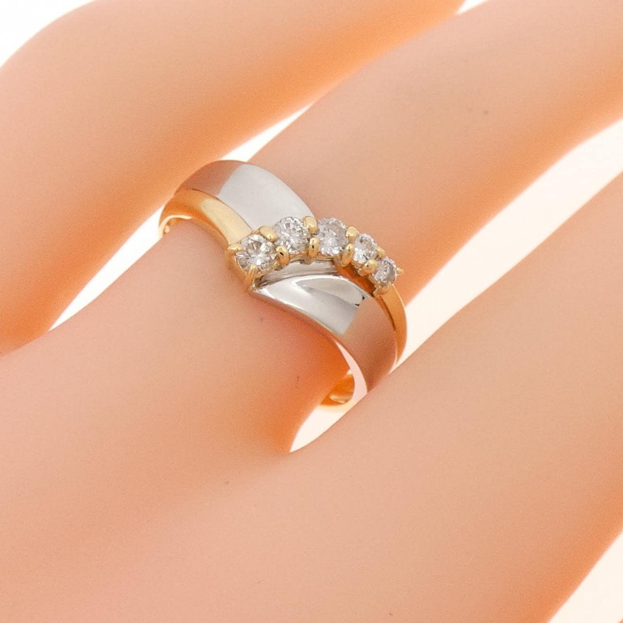 K18YG/PT900 ダイヤモンド リング 0.20CT