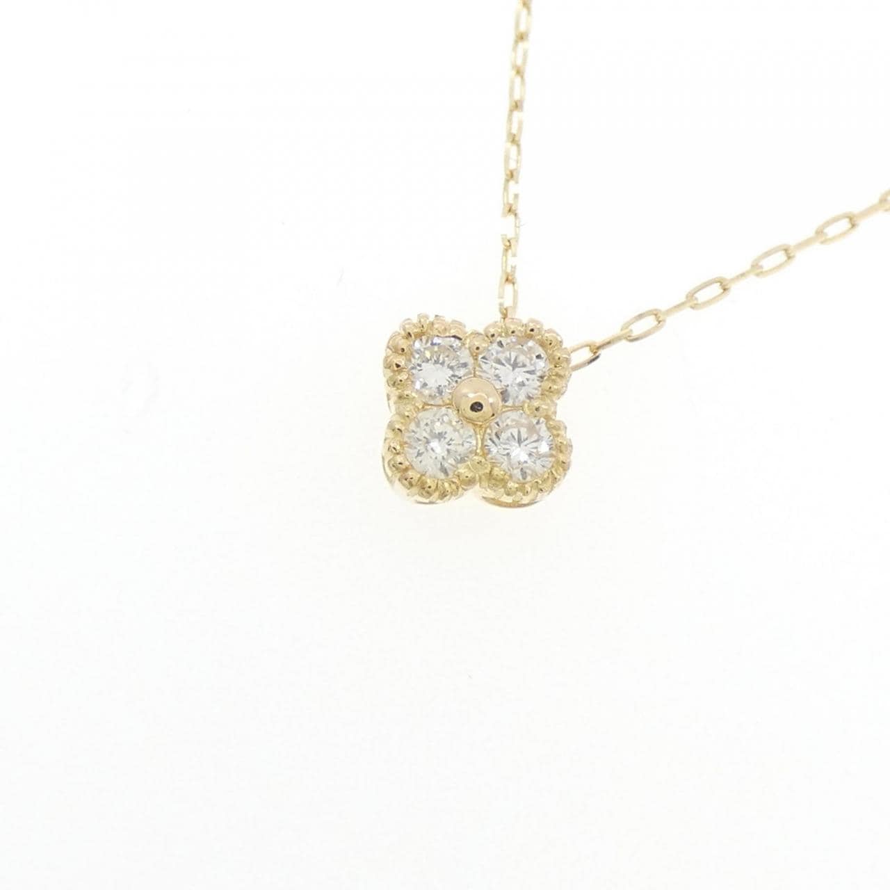 【リメイク】K18YG フラワー ダイヤモンド ネックレス 0.10CT