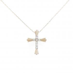 K18PG クロス ダイヤモンド ネックレス 0.30CT