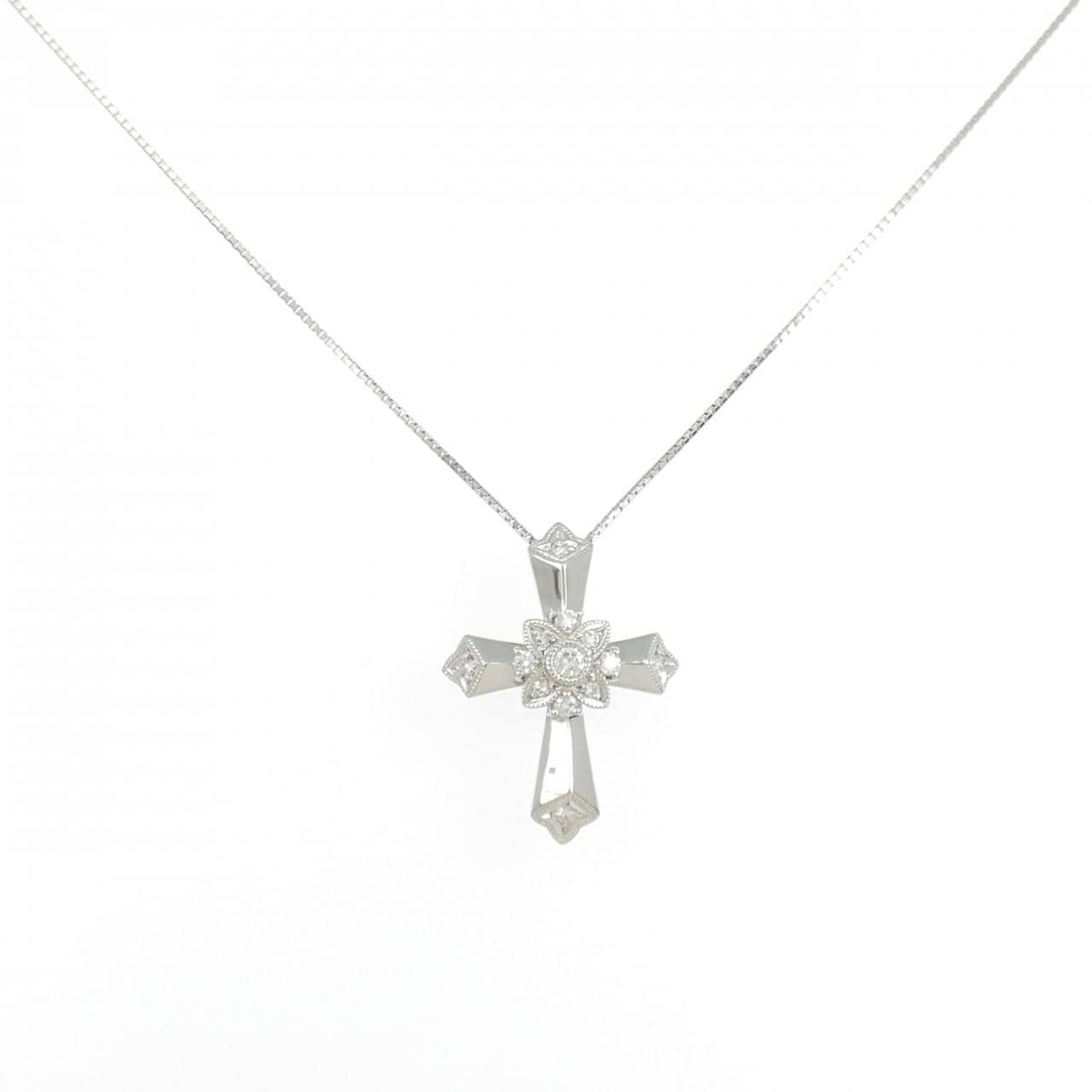 PT900/PT850 クロス ダイヤモンド ネックレス 0.24CT
