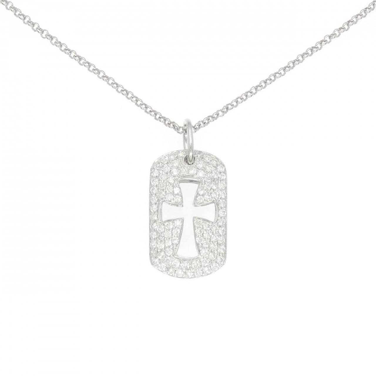 K18WG クロス ダイヤモンド ネックレス 1.12CT