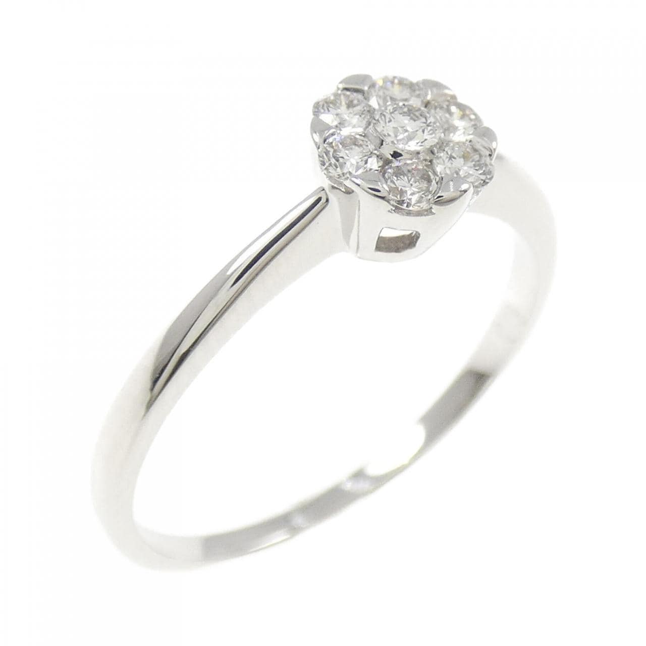 K18WG フラワー ダイヤモンド リング 0.19CT