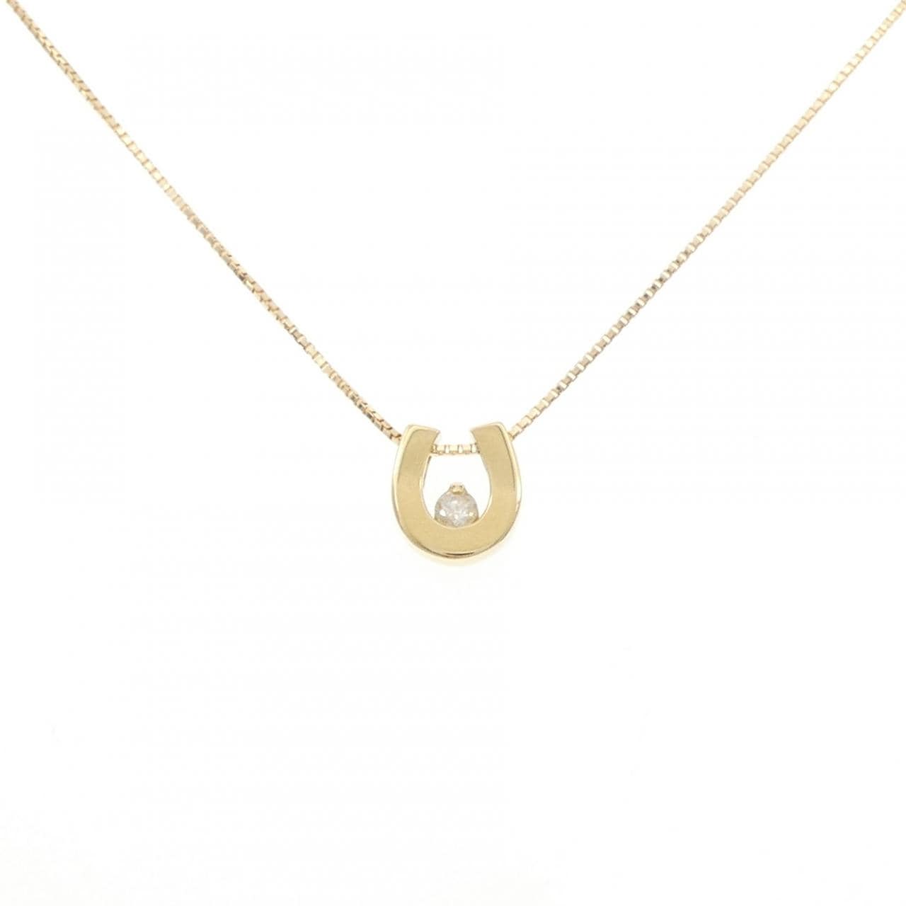 K18YG ホースシュー ダイヤモンド ネックレス 0.07CT