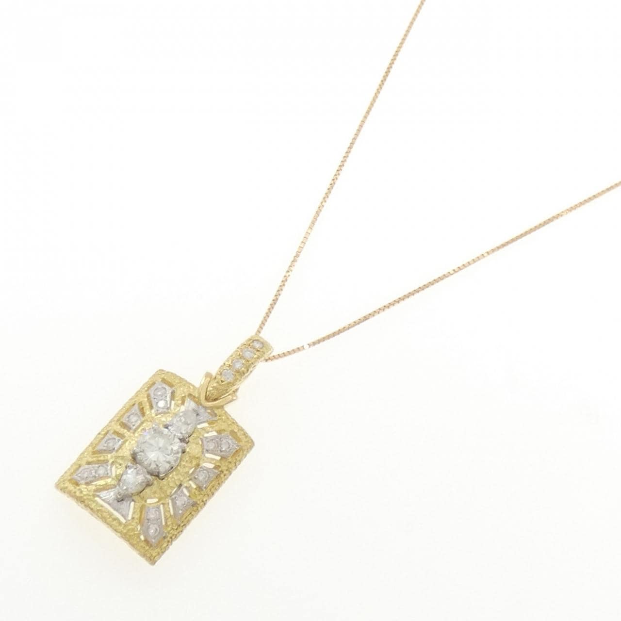 K18YG/PT900 ダイヤモンド ネックレス 0.784CT K VS2 Good