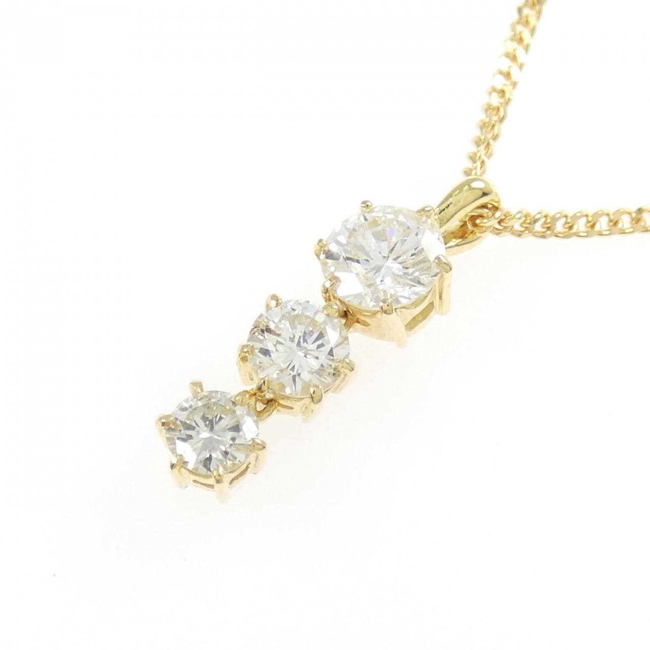 K18YG スリーストーン ダイヤモンド ネックレス 1.00CT