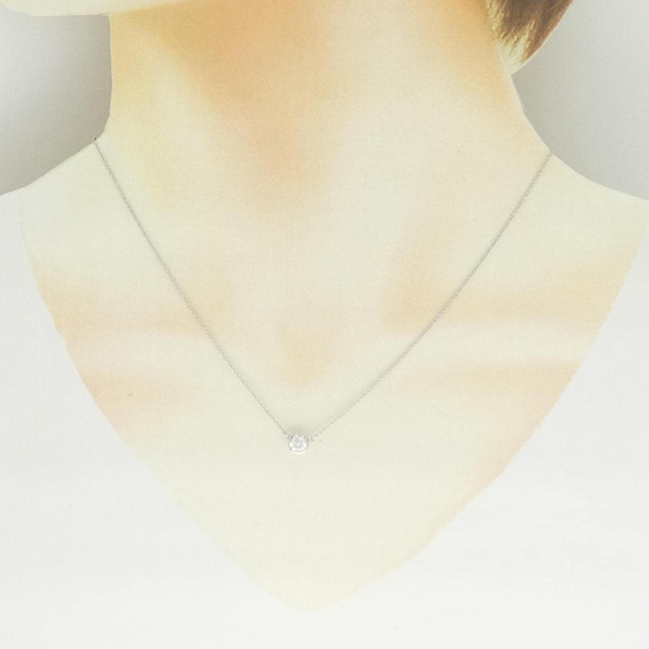K18WG ソリティア ダイヤモンド ネックレス 0.300CT