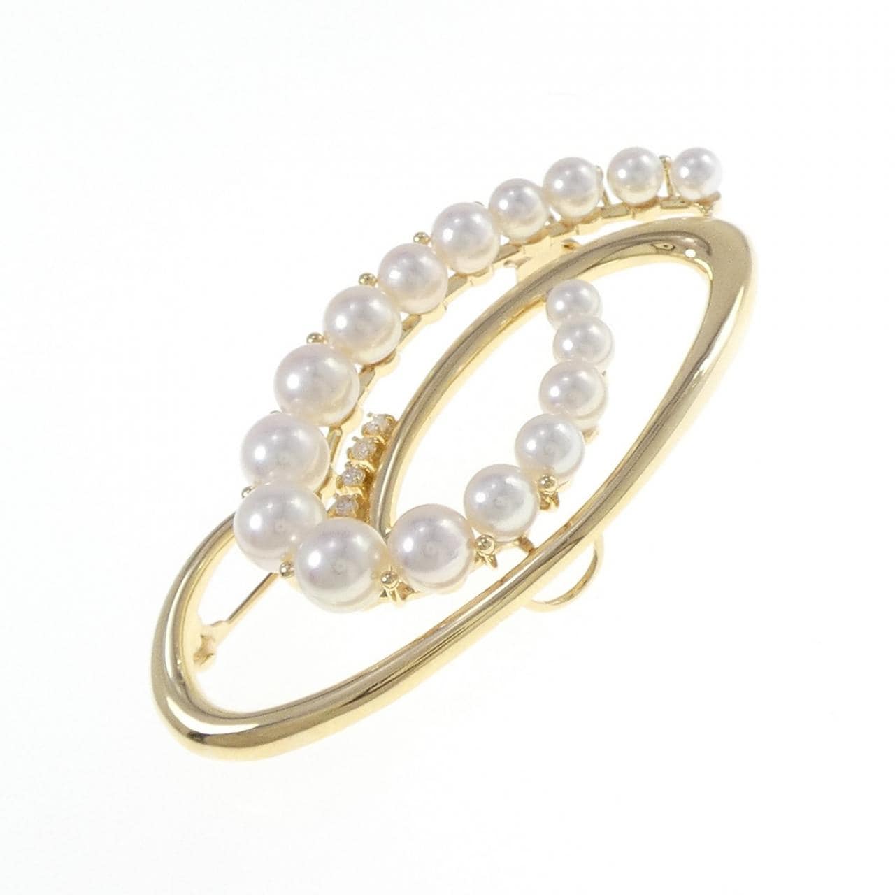 K18YG Akoya pearl brooch