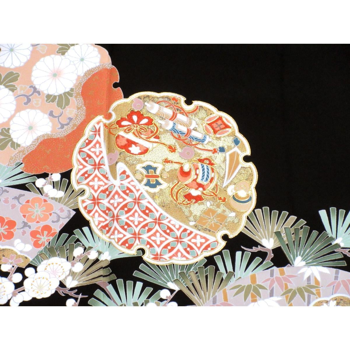 【未使用品】留袖　友禅金彩加工　刺繍入り　下り藤