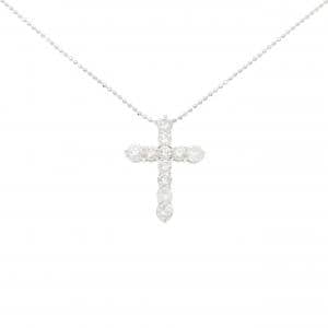 K18WG クロス ダイヤモンド ネックレス 1.04CT