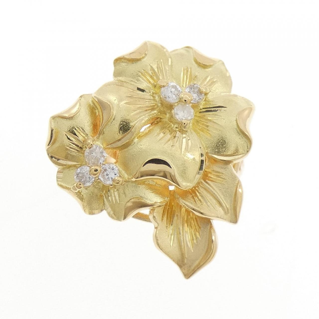 K18YG/K18PG花朵鑽石戒指0.04克拉