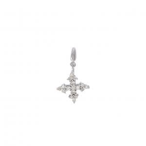K18WG クロス ダイヤモンド ピアス 0.19CT 片耳