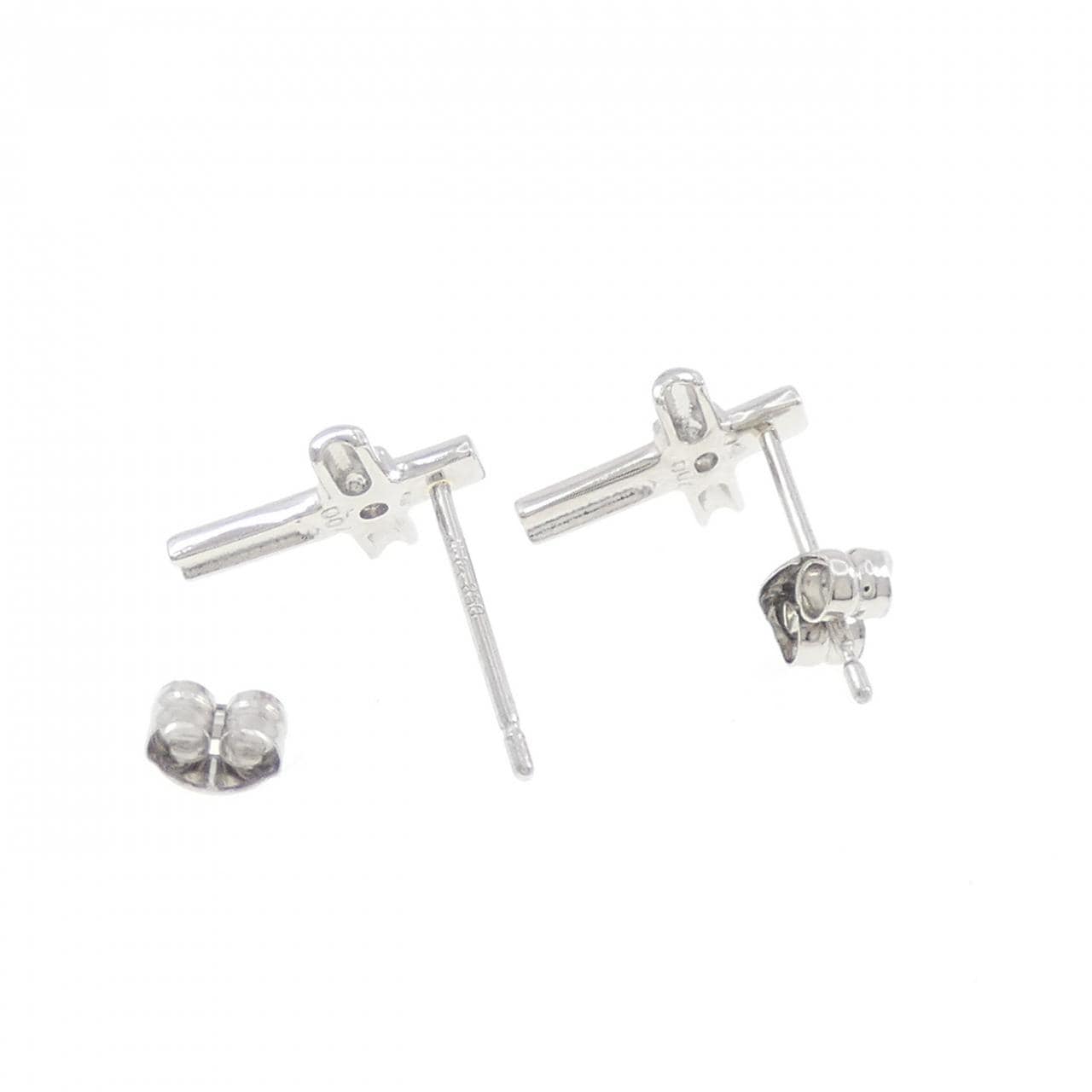PT850 クロス ダイヤモンド ピアス 0.08CT