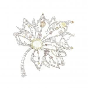 750WG リーフ ダイヤモンド ブローチ 1.84CT