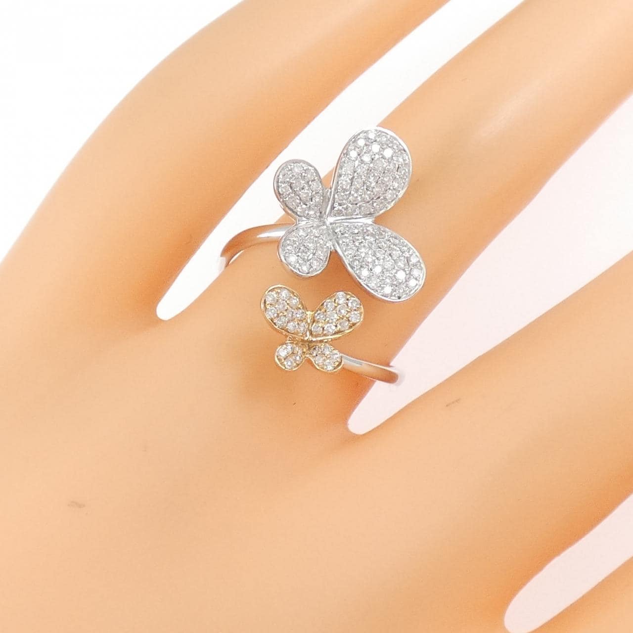 K18WG/K18PG バタフライ ダイヤモンド リング 0.35CT