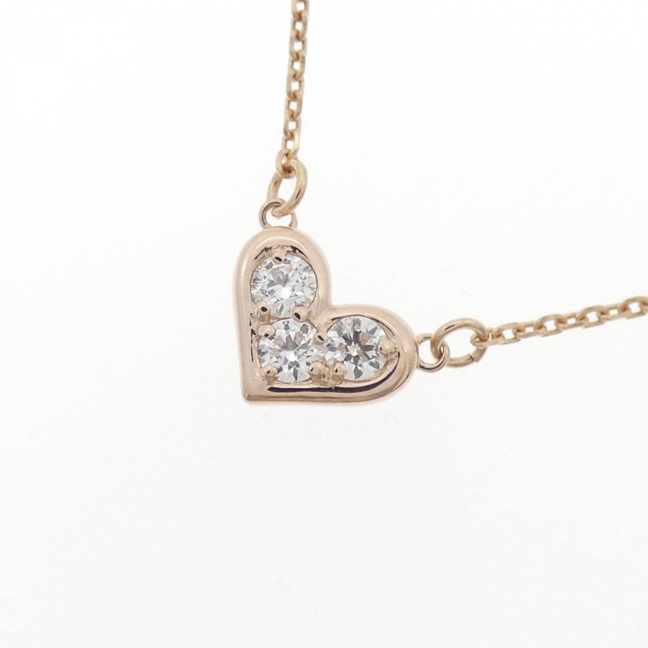 K10PG ハート ダイヤモンド ネックレス 0.15CT