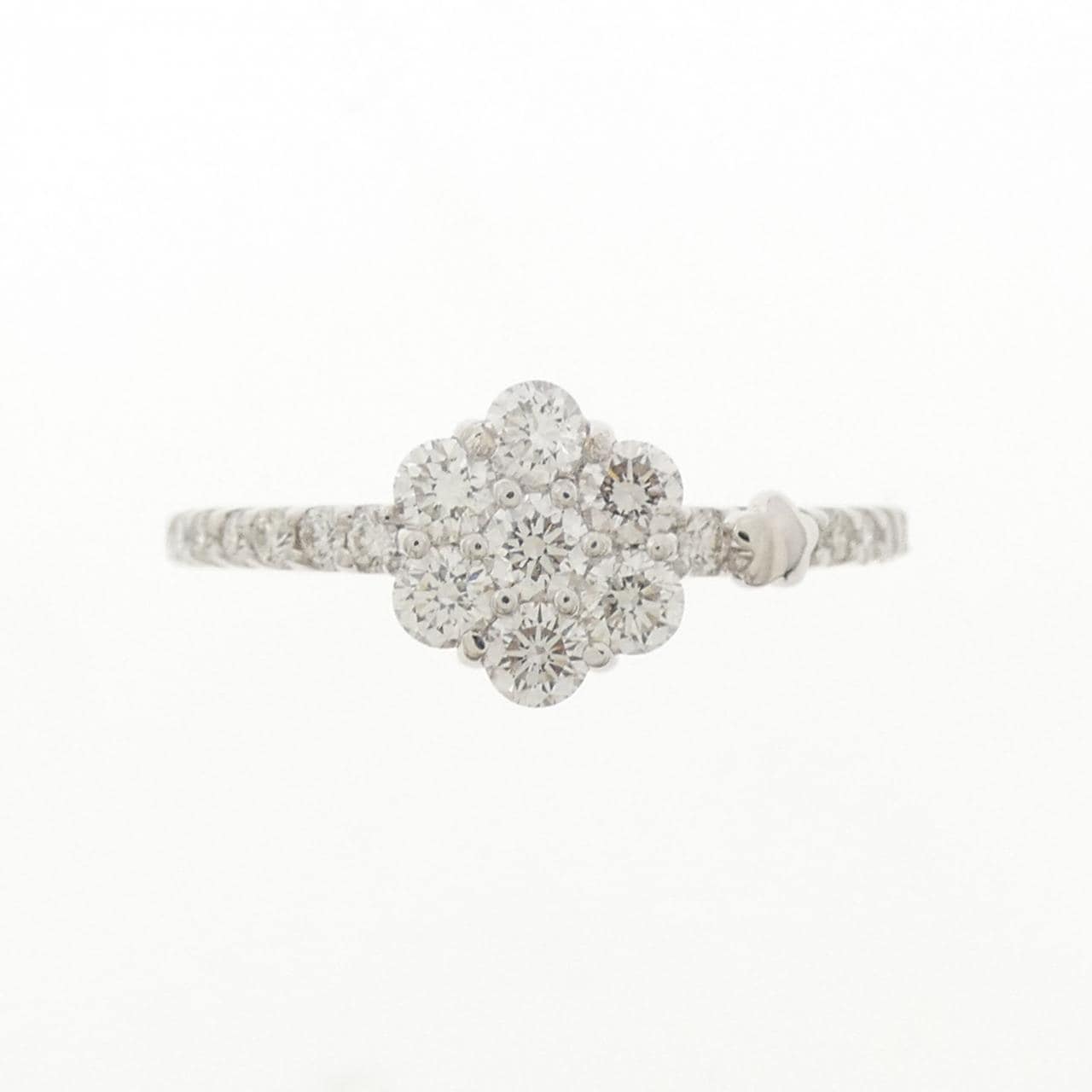 K18WG フラワー ダイヤモンド リング 0.50CT