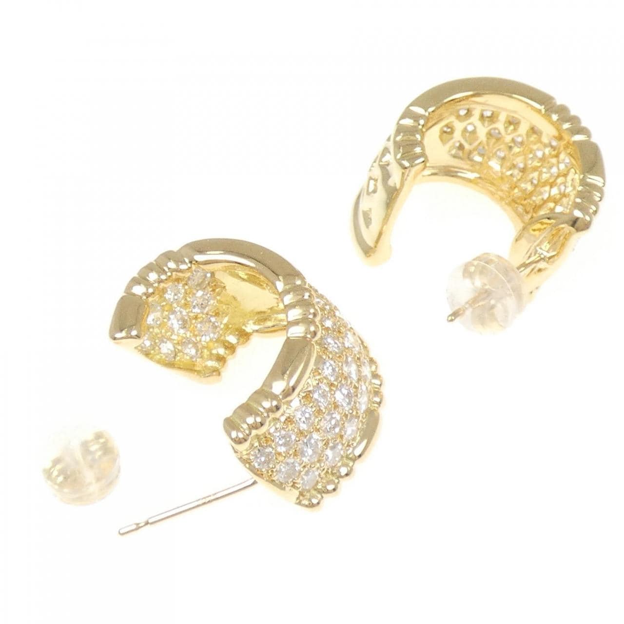 K18YG パヴェ ダイヤモンド ピアス