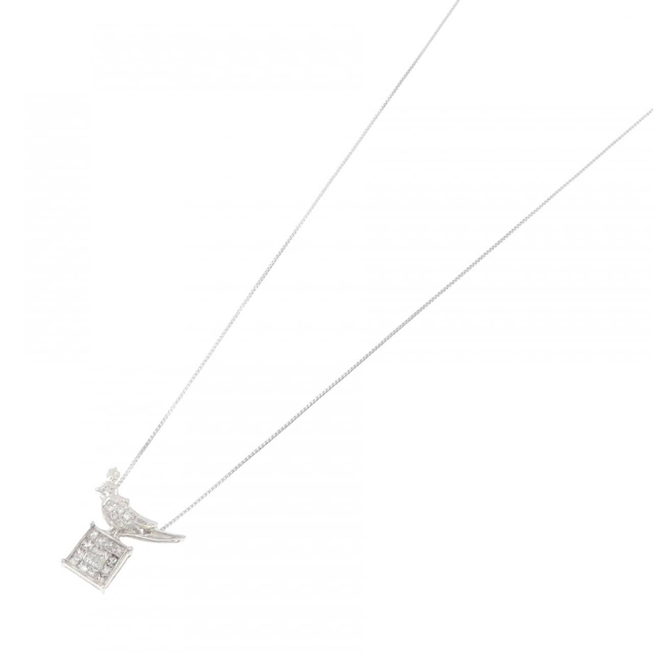 K18WG バード ダイヤモンド ネックレス 0.25CT