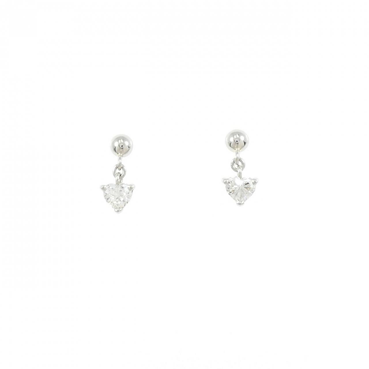 PT900 ハート ダイヤモンド ピアス 0.386CT