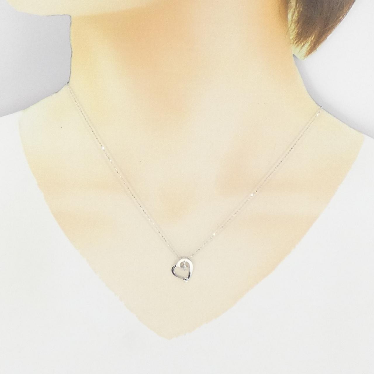 K10WG ハート ダイヤモンド ネックレス 0.03CT