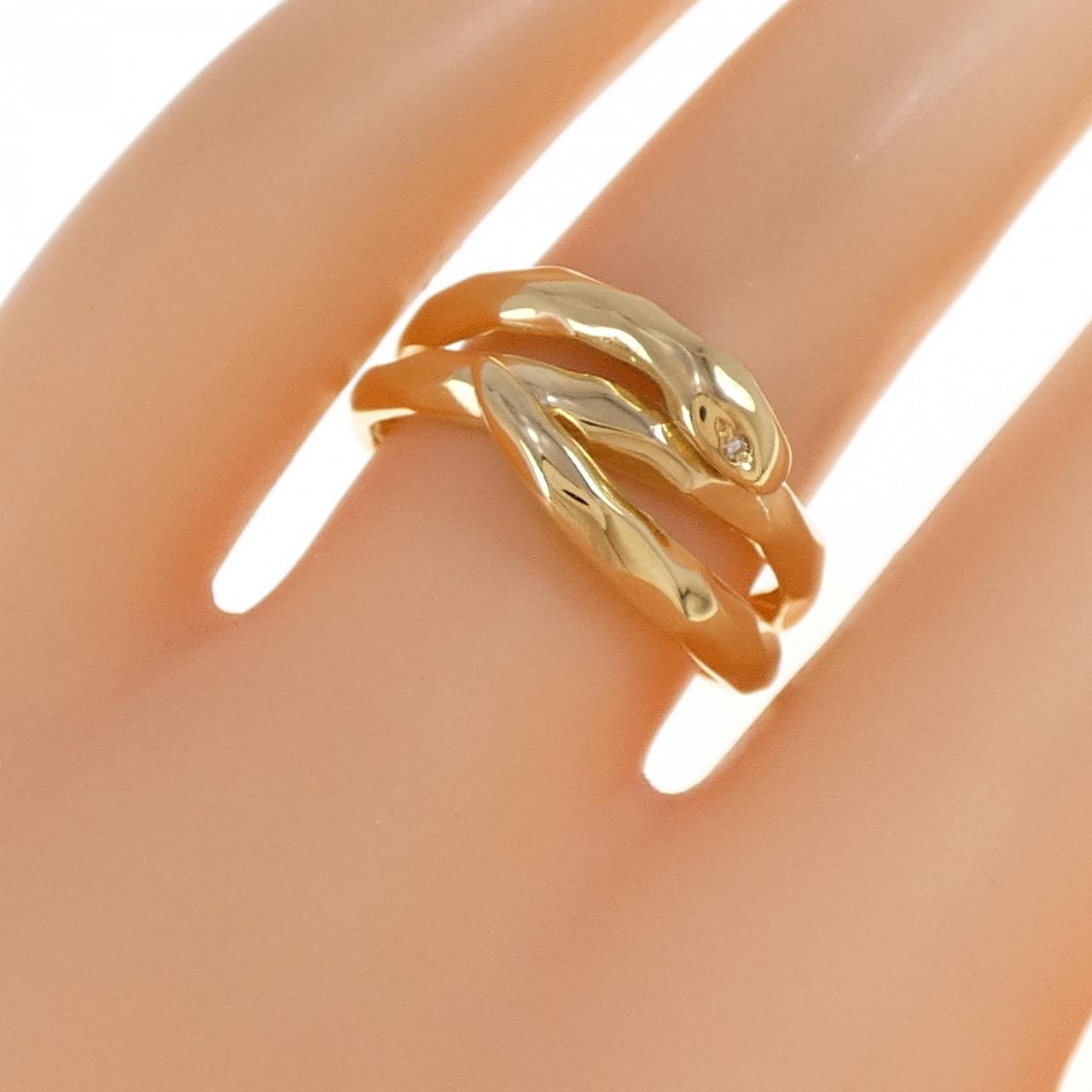 K18YG snake Diamond ring 0.02CT