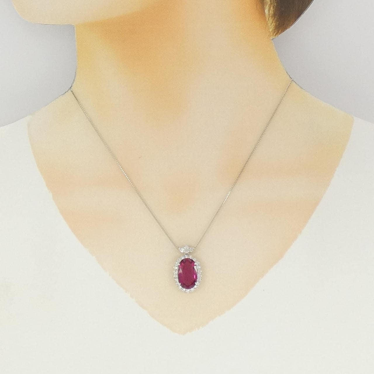 PT900/PT850 ルベライトトルマリン ネックレス 4.88CT