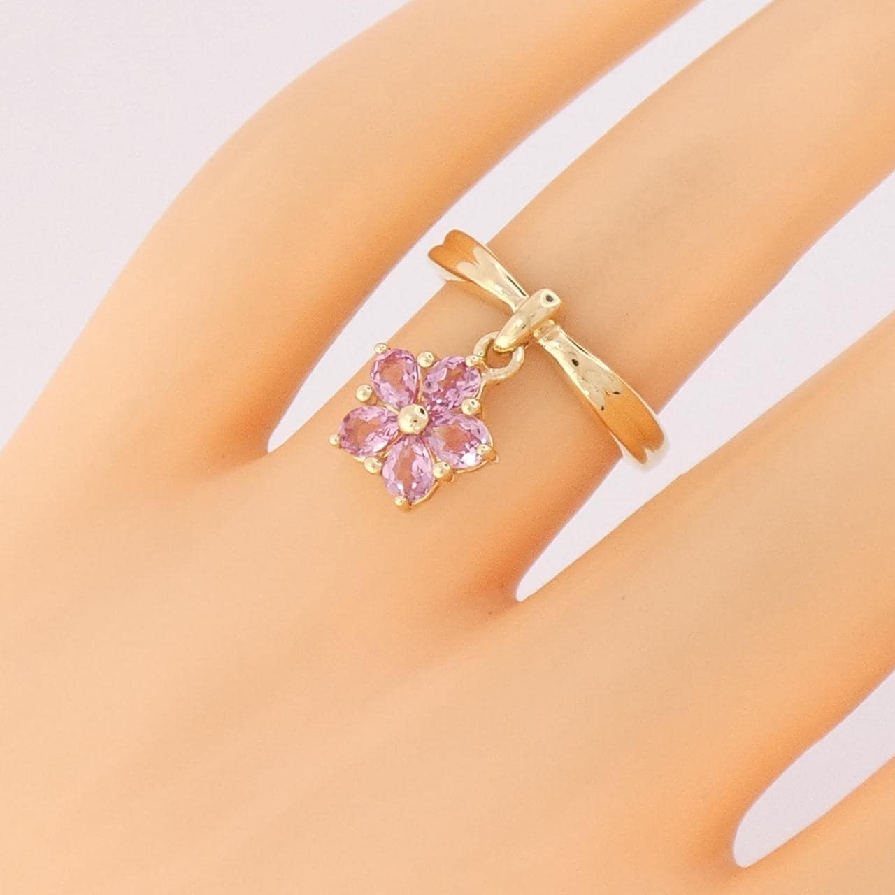 K18YG フラワー トルマリン リング 0.69CT