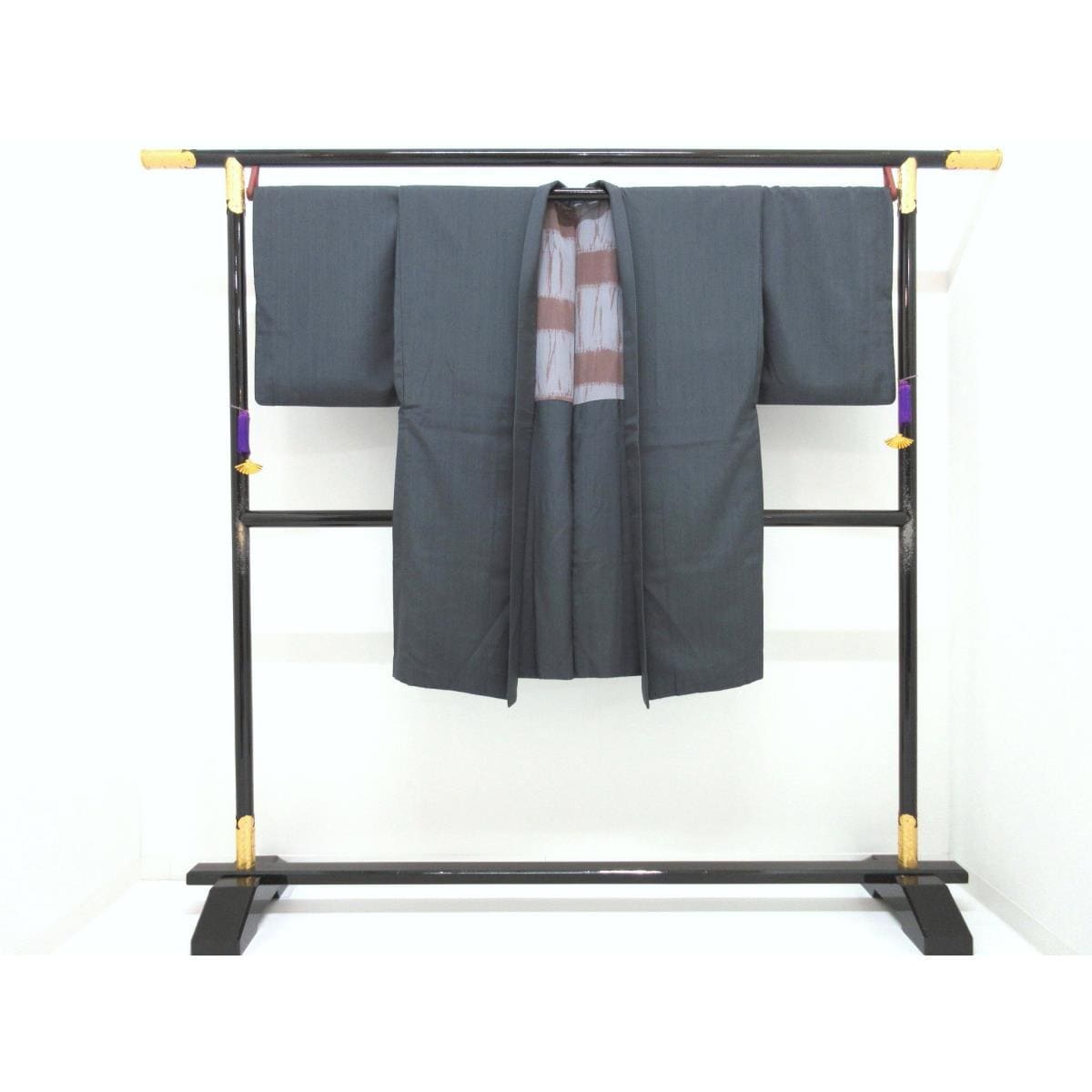 単衣男物　きもの羽織２点セット　丸に剣三ツ星　キングサイズ