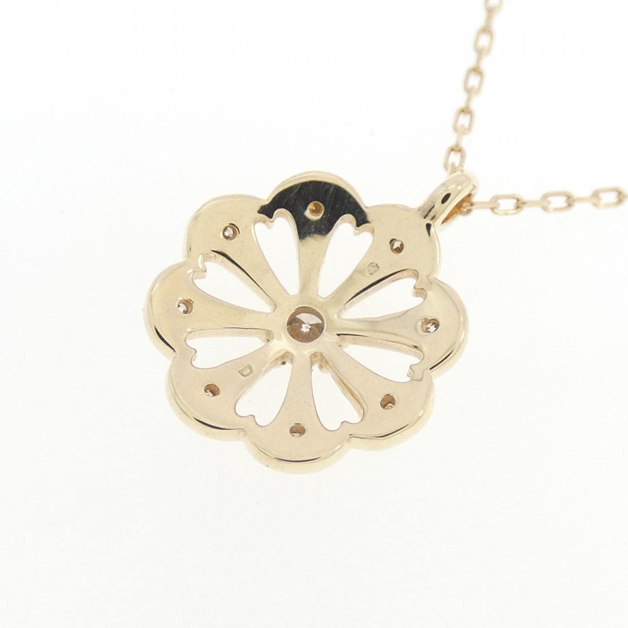 K10YG フラワー ダイヤモンド ネックレス