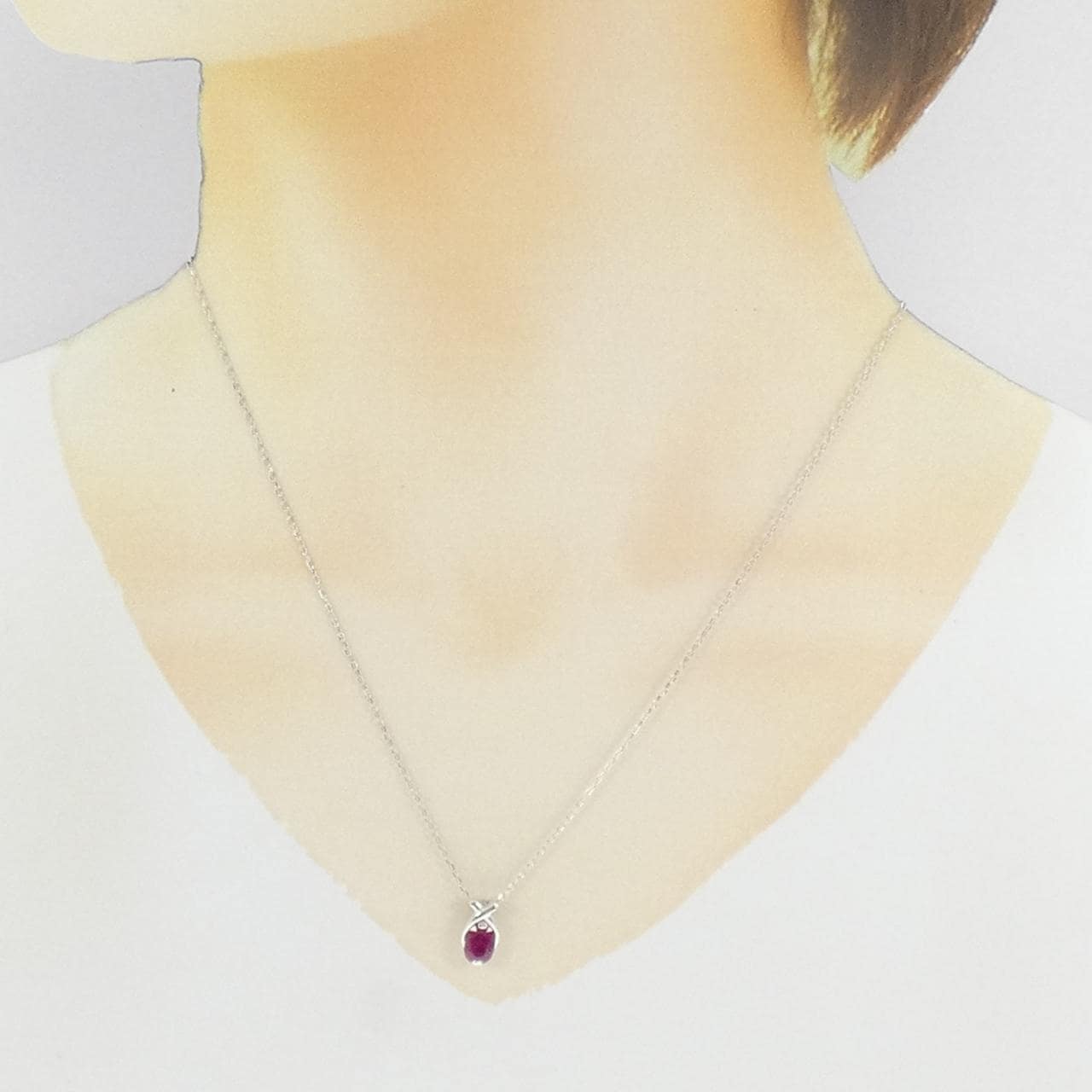 K18WG ルビー ネックレス 0.87CT