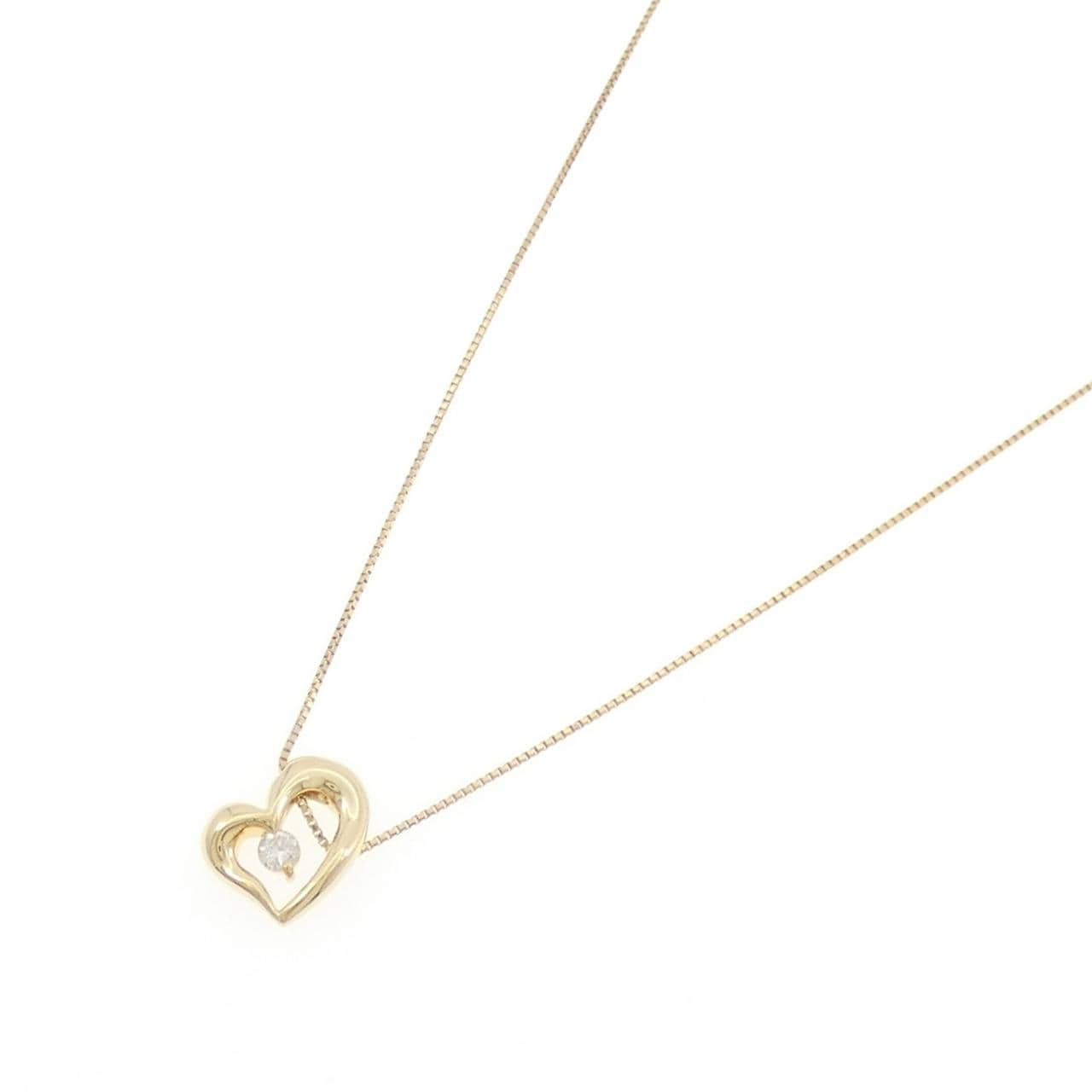 K18YG ハート ダイヤモンド ネックレス 0.10CT